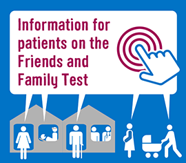 Banner image with the text Information for patients on the Friends and Family Test